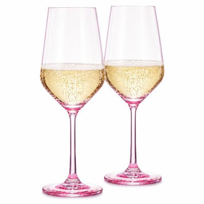Monet Stemmed Wine Glassware, Magenta, Set of 2
