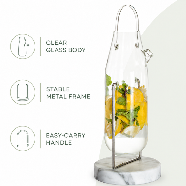 Khen Dossofiorito 42.27 oz Borosilicate Glass Carafe with Marble Stand