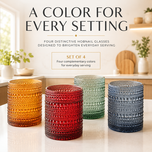 Tonal Hobnail Lowball Glassware, Set of 4
