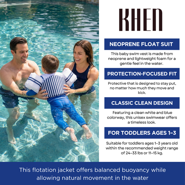 Floating Jackets with Sleeves, Single, White & Blue 1-3 Years