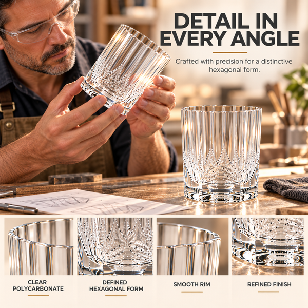 Acrylic Elegant Hexagonal Tumbler Set of 2