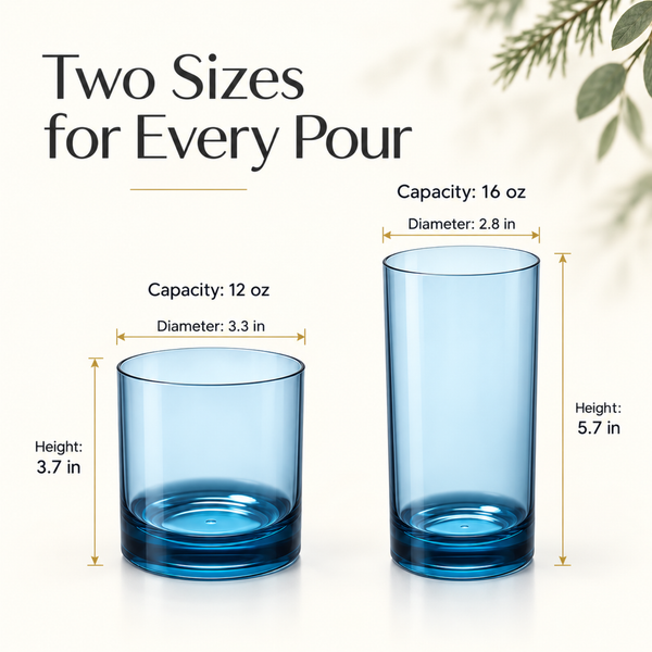 Eze Acrylic Lowball & Highball Glassware, Set of 8