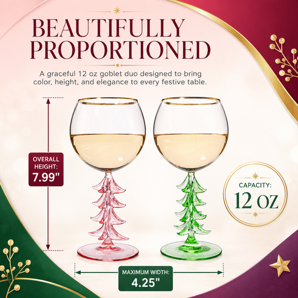 Natale Stemmed Wine Glassware, Set of 2