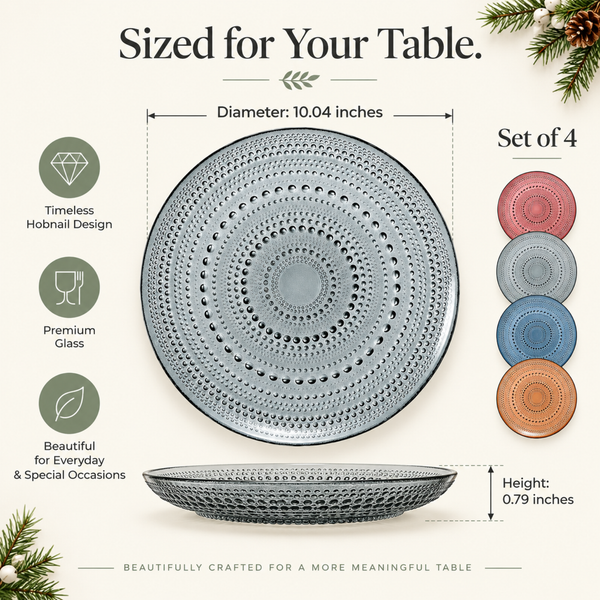 Tonal Hobnail Glass Plate, Set of 4