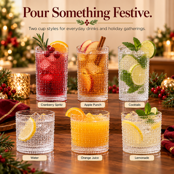 Barcelona Acrylic Hobnail Lowball & Highball Glassware, Set of 12