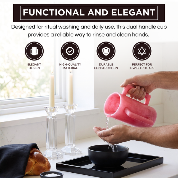 Khen Marbled Resin Washing Cup with Double Handles Pink