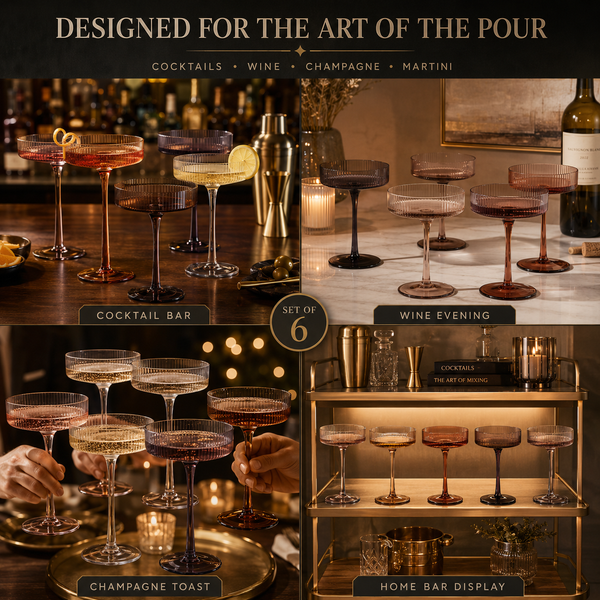 Venus Champagne Coupe Cocktail Glassware, Set of 6