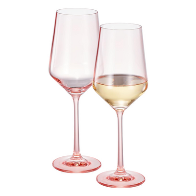 Monet Stemmed Wine Glassware, Pink, Set of 2