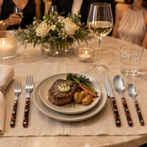 Premium Stainless Steel Flatware Set, 20 Piece Tortoise