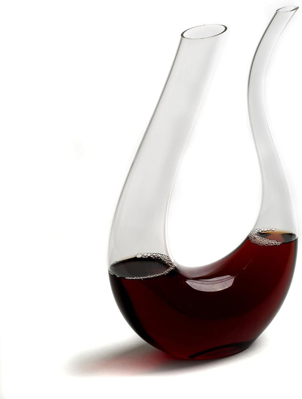 U-Shaped Glass Wine & Aerator- Amadeo Unique Curved Wine Decanters - 25 OZ - Curved Elegant Aerator Carafe - Lead-free Red Wine Decanter Proven to Enhance & Improve Flavor