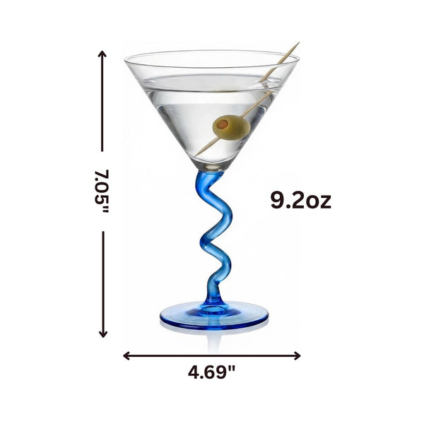 Spiral Stem Martini Glasses Set of 2, 9.2oz 7.05