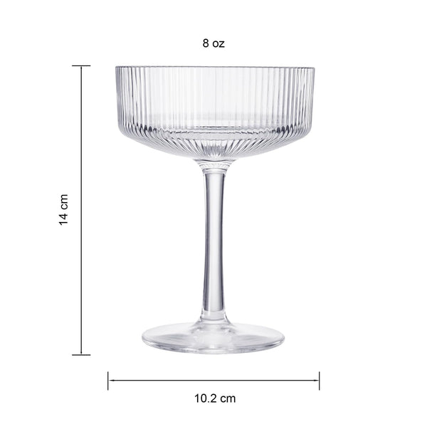 Barcelona Acrylic Champagne Coupe Cocktail Glassware, Set of 2
