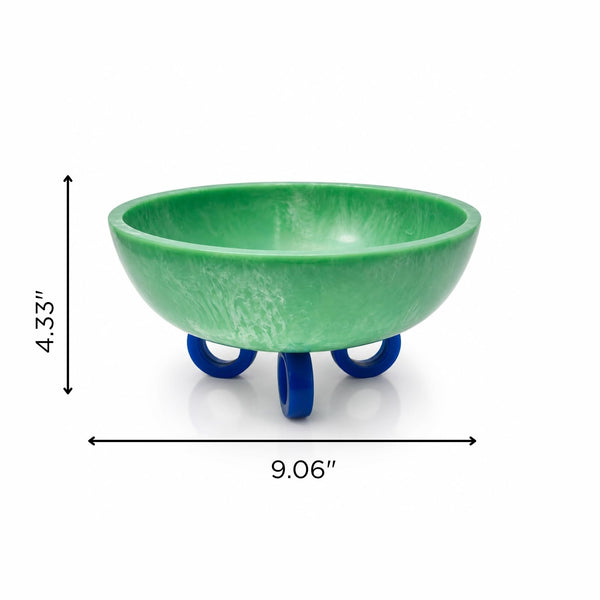 Green Resin Bowl, 1 Piece, 23 x 23 x 11 cm Pedestal Fruit Bowl