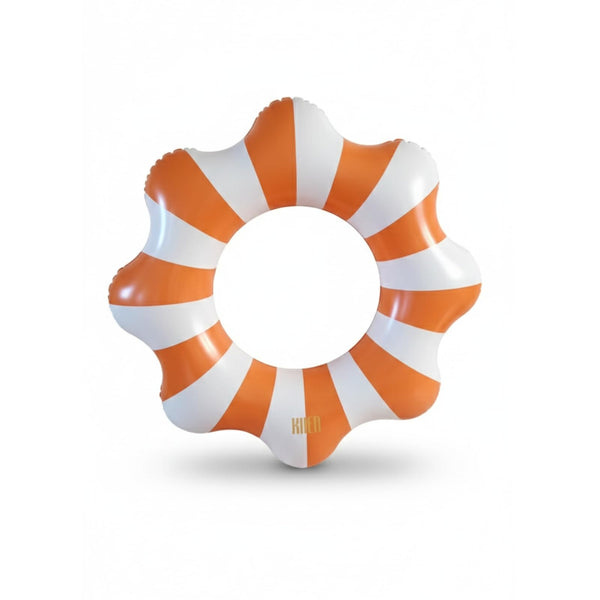 Amalfi Scalloped Pool Float Ring, 1 Piece, Orange & White Inflatable Swim Tube