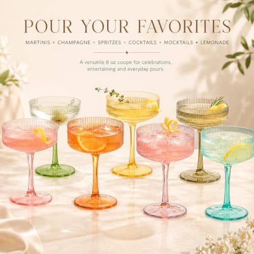 Madrid Acrylic Champagne Coupe Cocktail Glassware, Set of 8