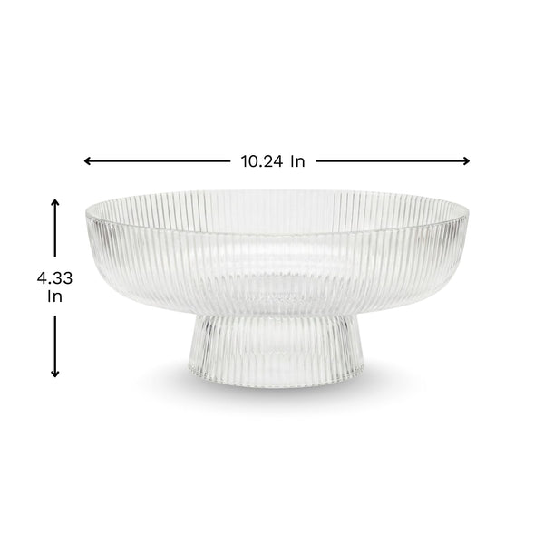 Decorative Fluted Transparent Glass Bowl, Fruit, Snacks Sweets