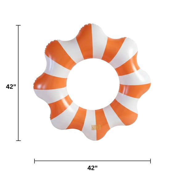 Amalfi Scalloped Pool Float Ring, 1 Piece, Orange & White Inflatable Swim Tube