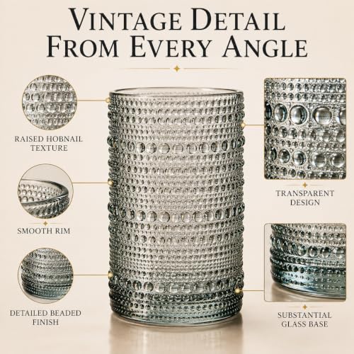 Tonal Hobnail Highball Glassware, Set of 6