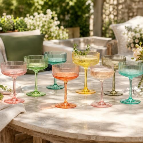 Madrid Acrylic Champagne Coupe Cocktail Glassware, Set of 8