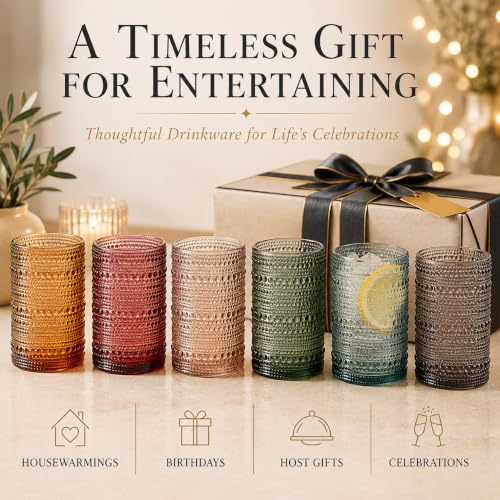 Tonal Hobnail Highball Glassware, Set of 6