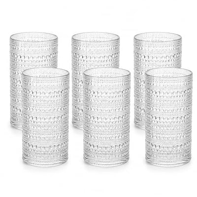 Barcelona Acrylic Highball Hobnail Glassware, Set of 6