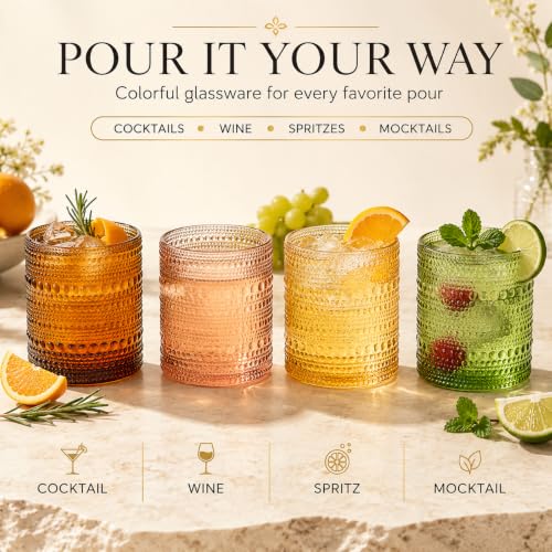 Fortuna Hobnail Lowball Glassware, Set of 6