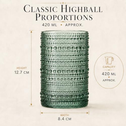 Tonal Hobnail Highball Glassware, Set of 6