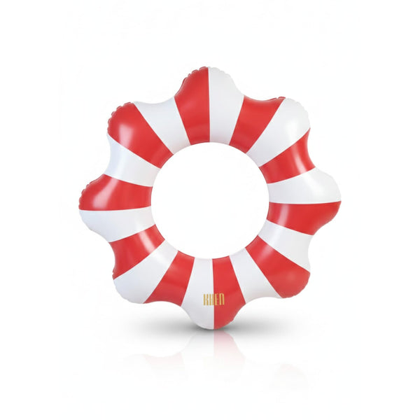 Amalfi Scalloped Pool Float Ring, 1 Piece, Red & White Inflatable Swim Tube