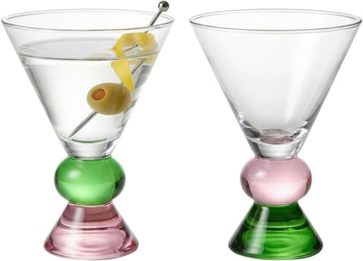 Rose & Jade Gem Martini Glassware - large