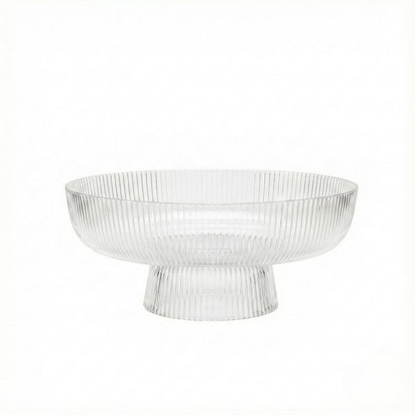 Decorative Fluted Transparent Glass Bowl, Fruit, Snacks Sweets