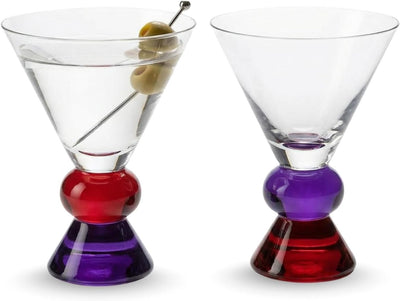 Sapphire & Crimson Gem Martini Glassware - large