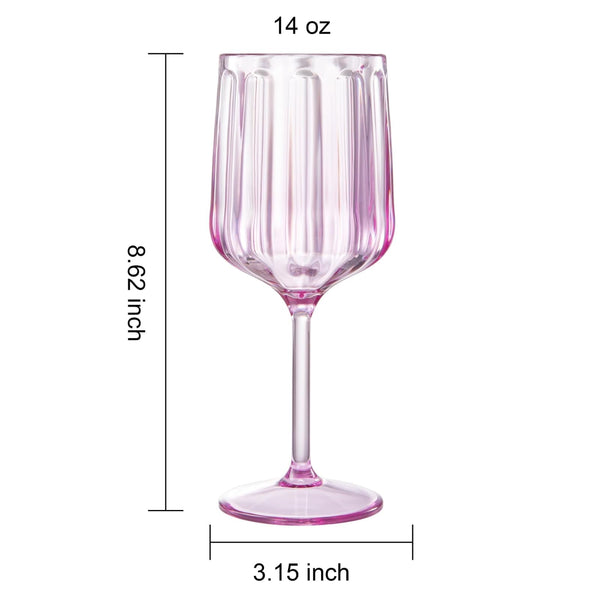 Khen Acrylic Lucia Stemmed Goblets - Unbreakable Wine Glasses Reusable Drinking Cups Dishwasher Safe Elegant Stemware for Cocktail Champagne | Kitchen Bar Party | Set of 6 |14oz | Lilac
