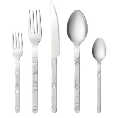 Khen 20-Piece Cutlery Set – Includes Dinner Knives, Forks, Spoons, Salad Forks & Teaspoons – Dishwasher Safe Cutlery Set for Home, Kitchen, Parties & Special Occasions – Carrera Pattern Handles