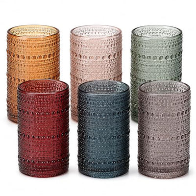 Tonal Hobnail Highball Glassware, Set of 6