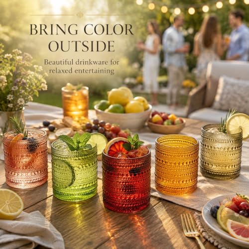 Fortuna Hobnail Lowball Glassware, Set of 6