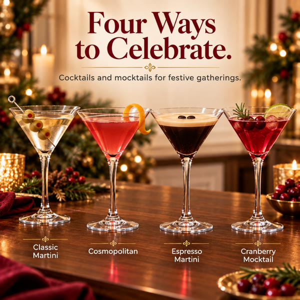 Barcelona Acrylic Martini Cocktail Glassware, Set of 4