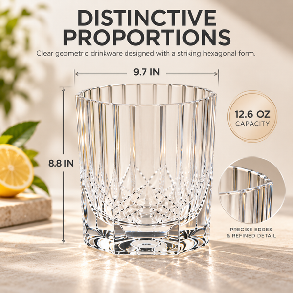 Acrylic Elegant Hexagonal Tumbler Set of 2