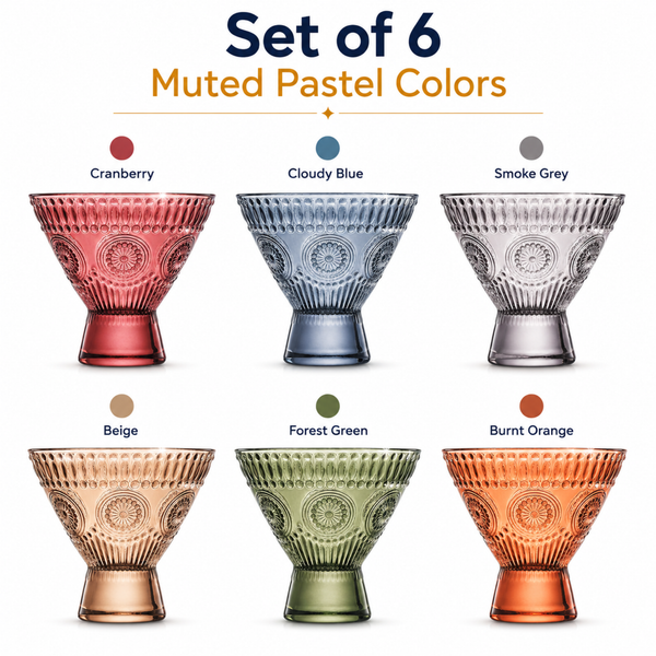 Tonal Hobnail Martini Glassware, Set of 6