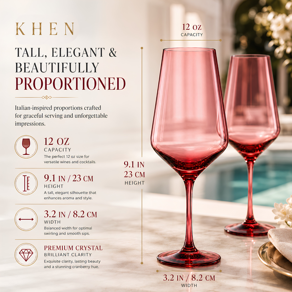 Tonal Stemmed Wine Glassware, Cranberry Red, Set of 2