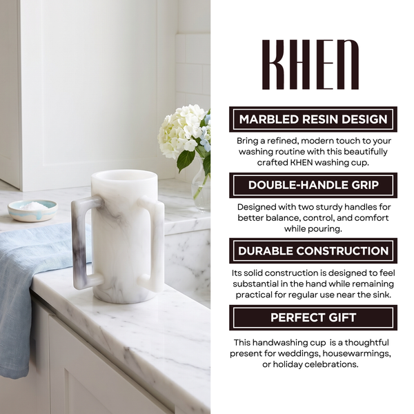 Khen Marbled Resin Washing Cup with Double Handles