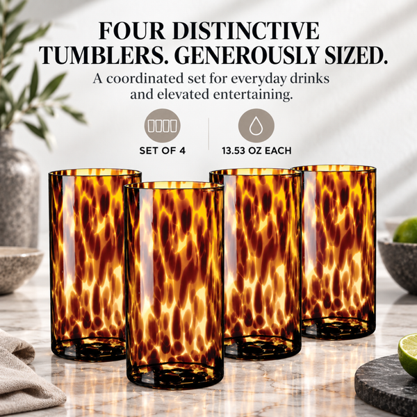Tortoise Highball Tumblers Set of 4