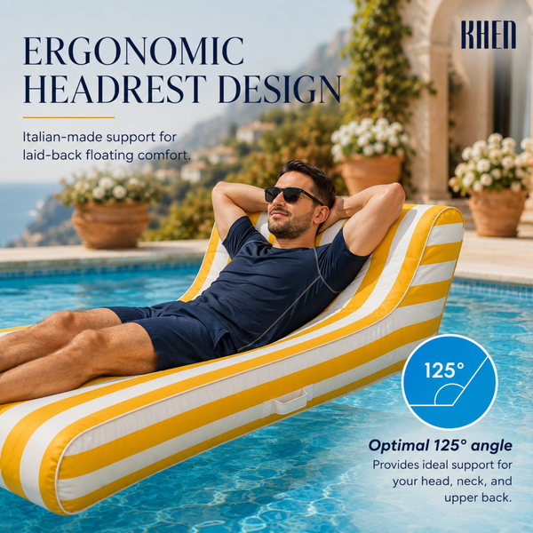 Yellow & White Striped Inflatable Pool Recliner Lounger – 69 Inch