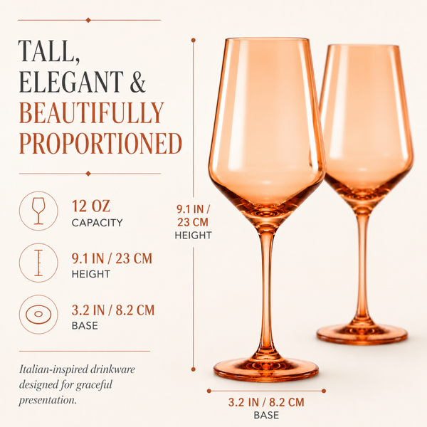 Tonal Stemmed Wine Glassware, Burnt Orange, Set of 2