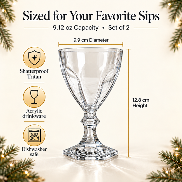 Acrylic Crystal-Style Stemmed Wine Glasses Set of 2
