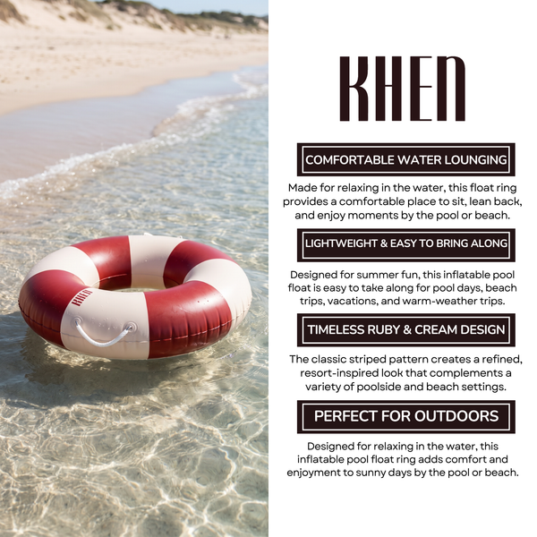 Portofino Inflatable Striped Pool Float Ring - Ruby & Cream