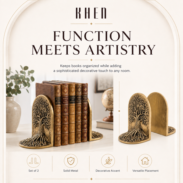 Tree of Life Metal Bookends Set of 2 – Decorative Shelf & Office Décor