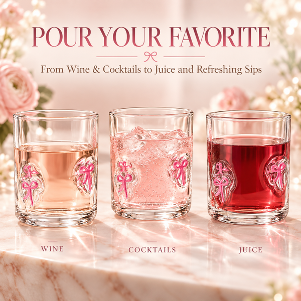 Khen Bowtie Tumblers Set Stylish Break Resistant Acrylic Drinkware - Set of 2 Pink