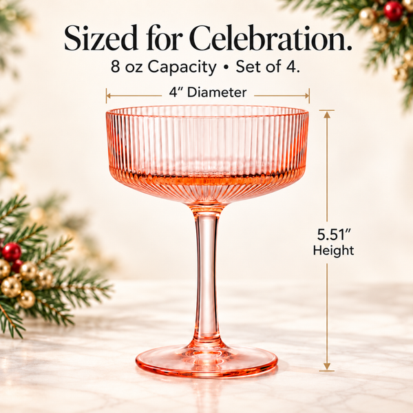 Madrid Acrylic Champagne Coupe Cocktail Glassware, Set of 4