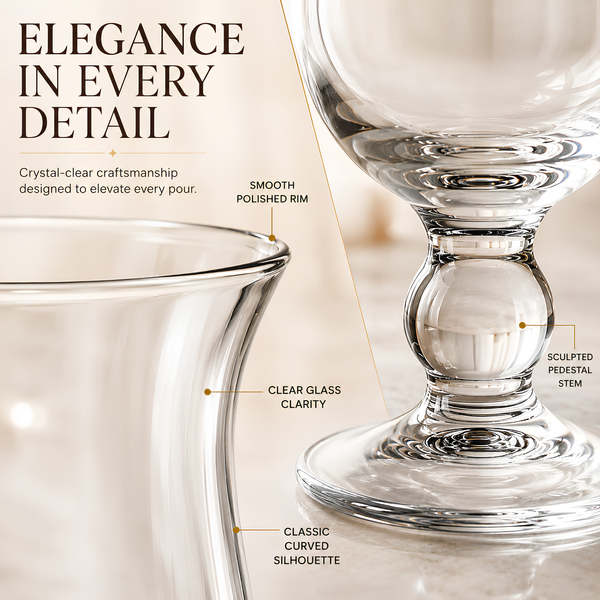 Hurricane Glassware Set of 6, Clear Glass Drinkware