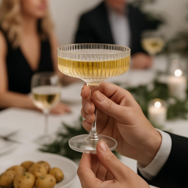 Premium ACRYLIC Champagne Tower Kit | 21 Stackable 7 oz Plastic Coupe Flutes | Reusable & Shatterproof Clear Plastic Glasses for Wedding Receptions, Birthday Parties, and Special Events, Clear Tall